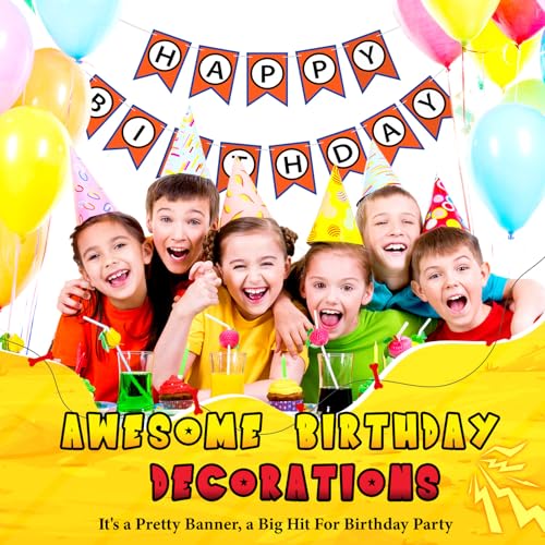 Anime Happy Birthday Bunting Banner with Black Letters