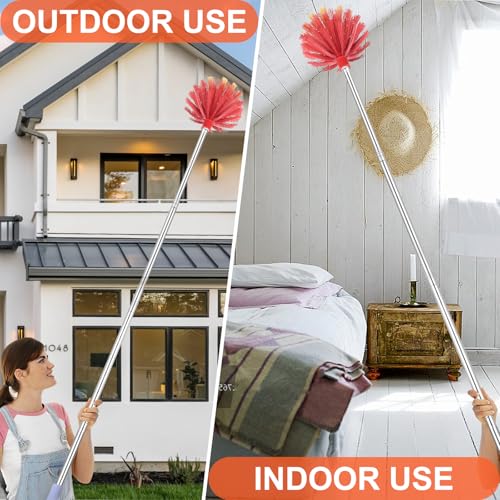 TOXYMHO Cobweb Duster with 59-inch Extension Pole for High Ceiling Cleaning