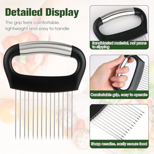 KAIOULU Stainless Steel Onion Holder & Vegetable Slicer Tool