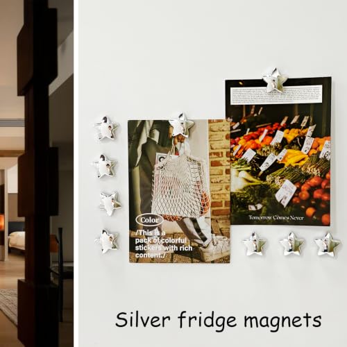Silver 12PCS Star Refrigerator Magnets Set - Yhobrezy