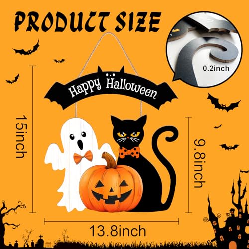 Halloween Wooden Hanging Welcome Sign for Front Door - Festive Decor