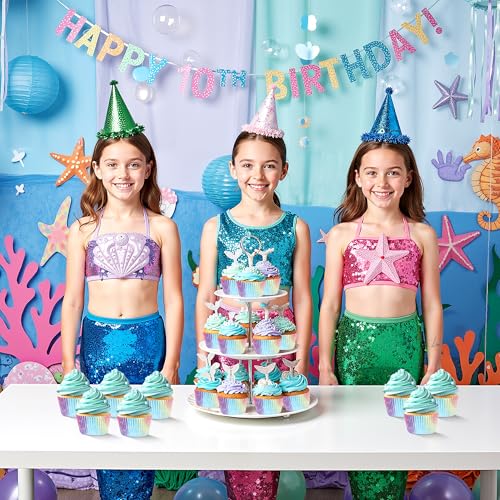 Glavatrix 100PCS Mermaid Cupcake Liners, Under The Sea Baking Cups