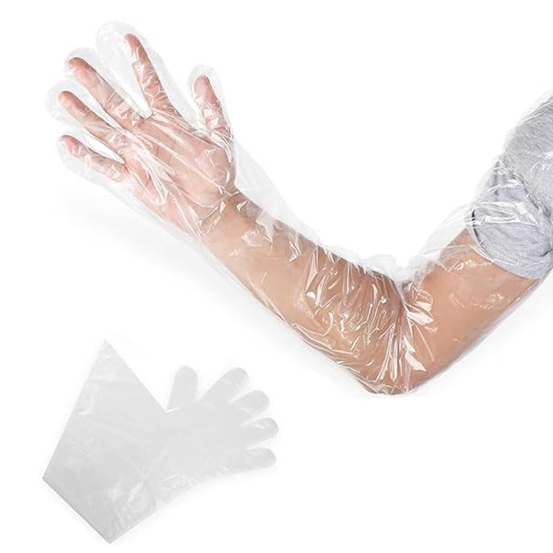 Lupdato 50Pcs Extra Long Veterinary Rectal Gloves, 38-Inch Arm Sleeves