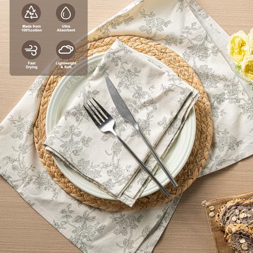 Organic Cotton French Pastoral Tea Towels Set of 2 - Green
