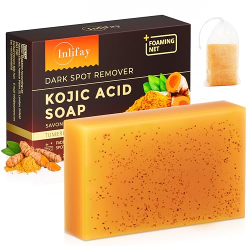 Inlifay Turmeric Kojic Acid Soap Dark Spot Corrector Bar 80g
