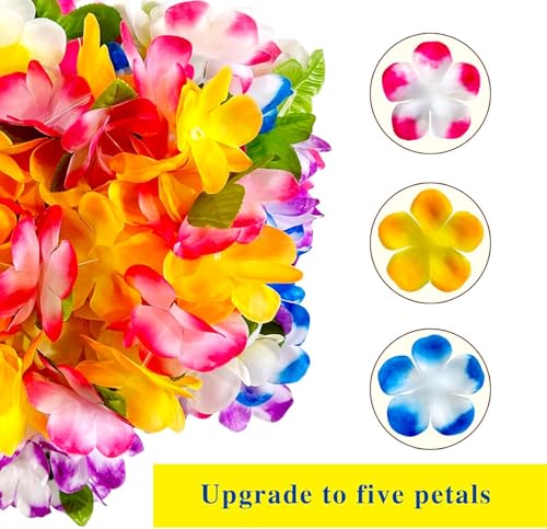 FreshDear Hawaiian Leis Set - 12 Necklaces, 4 Headbands, 8 Wristbands for Luau & Summer Parties