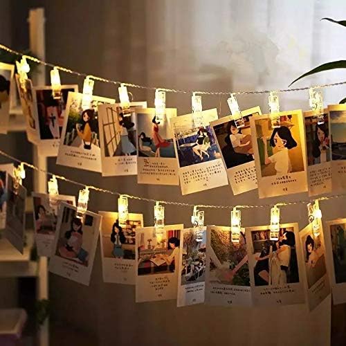 Skiennix LED Photo Clip String Lights - 40 Warm White Fairy Lights for Photos & Artwork | 14 Feet
