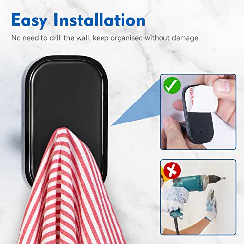 INNPLUS 6-Pack Self-Adhesive Wall Hooks - Heavy Duty, Black