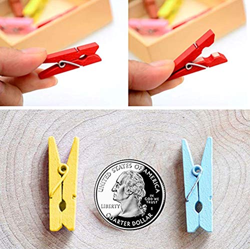 DurReus Pink Tiny Clothespins Set with Twine - 50 Pack for Photos & Crafts
