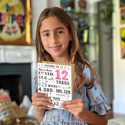 12th Birthday Greeting Card for Girls - Luxury 350gsm Birthday Gift