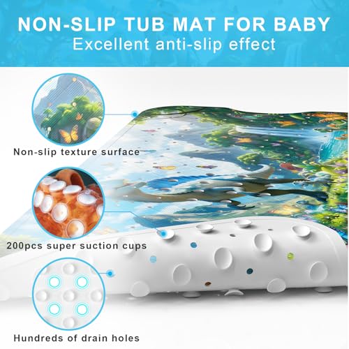 Elisstaence Cartoon Non-Slip Baby Bath Mat - 40"x16" Eco-Friendly