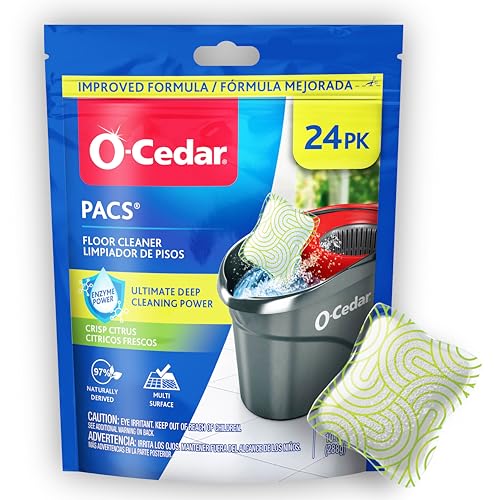 O-Cedar PACS Hard Floor Cleaner, Crisp Citrus Scent, 24 Count Pack