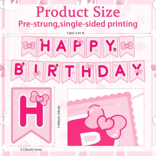 Cute Kitty Happy Birthday Banner - Pre-strung Party Decoration