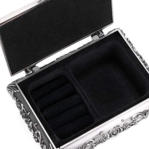 Hipiwe Vintage Metal Jewelry Box - Small Antique Silver Trinket Organizer