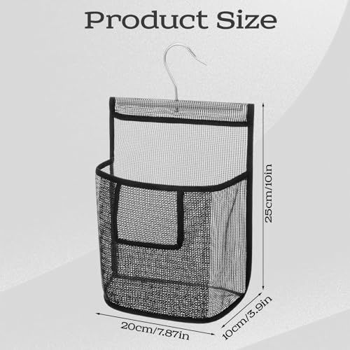 Compact Mesh Shower Caddy - PVC Bathroom Storage Organizer with Hooks for Travel, Dorm, Gym