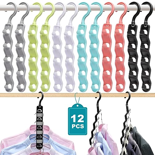 JIAYIISHU 12-Pack Multicolor Closet Organizers - Heavy-Duty Hangers