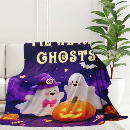 KINMES Til We Are Ghosts Halloween Flannel Throw Blanket, Color 4, 50x60in