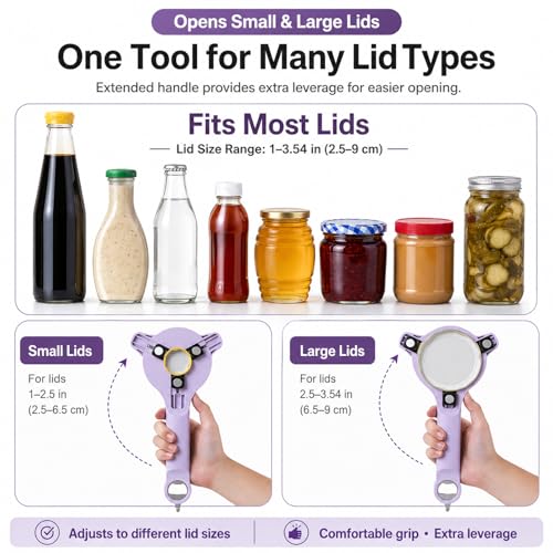 Adjustable 3-Gear Jar Opener for Seniors & Weak Hands