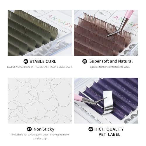 ANNAFRIS Colored Individual Eyelash Extensions Soft Natural Mix
