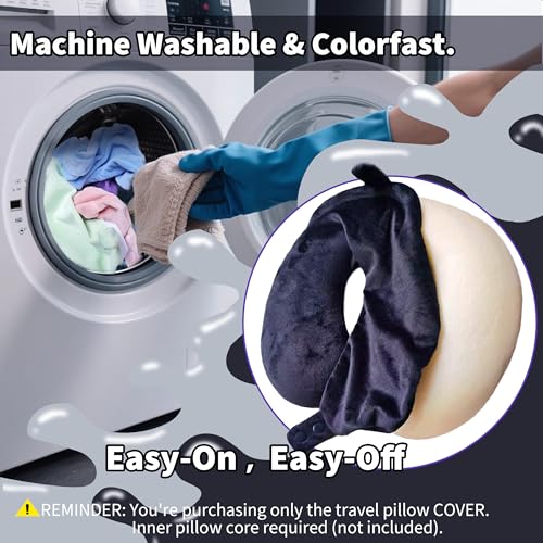 Plush Travel Neck Pillow Cover - Soft Machine Washable Replacement Case