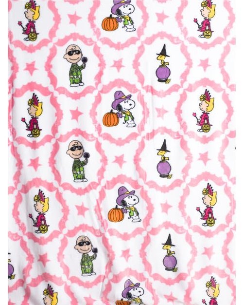 Berkshire Blanket & Home Co. Halloween Throws and Blankets (Halloween Peanuts Gang with Pink Trim, 60" x 70")