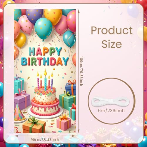 Happy Birthday Door Banner - Colorful Party Backdrop for Kids & Adults