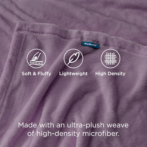 Bedsure King Size Fleece Blanket - Fog Purple, 108x90 inches