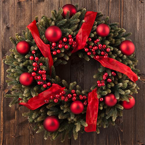 Artificial Red Berry Stems 30 Pack Christmas Holly Branches for Holiday Decorations - Variation: Red
