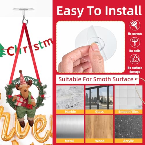 AccEncyc 12 Pcs No Drill Adhesive Ceiling Hooks for Hanging Plants & Lights