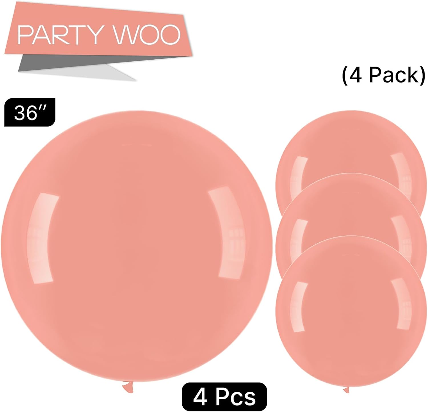 PartyWoo 36-Inch Dusty Pink Balloons - Blush Rose Latex for Weddings & Baby Showers | 4-Pack