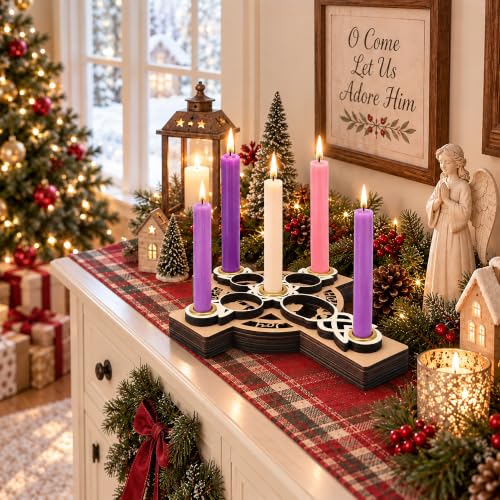 10x8 Inch Wooden Nativity Cross Candle Holder Advent Wreath B Style 1 Pcs