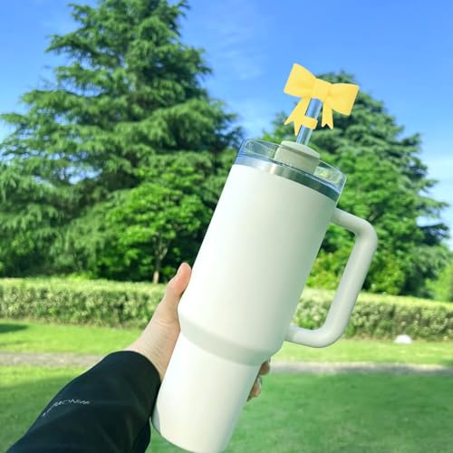 Bow Straw Cover for Stanley 40oz & 30oz Cups - Yellow Silicone Cap