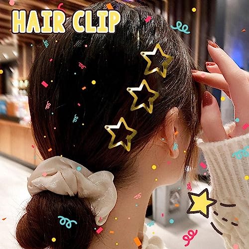 Gold Star Hair Clips Metal Snap Hair Barrettes 10 Pack