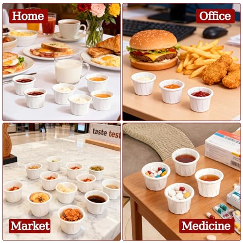 GGOLDMER 300 Pack 0.5 oz Disposable Paper Souffle Cups for Food & Pills