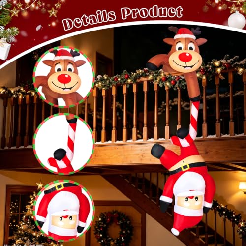 7.2ft Inflatable Christmas Santa Claus with Reindeer & LED Lights - Indoor Outdoor Holiday Decor