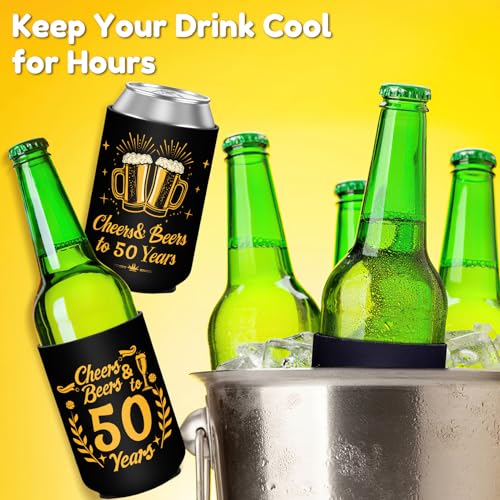 50th Birthday Can Cooler Sleeves - 12oz Beverage Insulators (12 Pack)