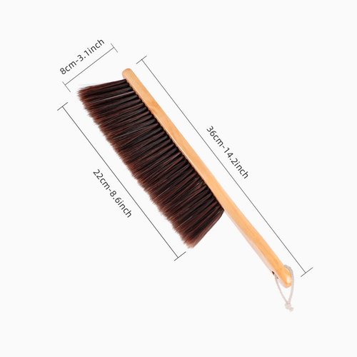Hand Broom,Horse Hair Brushes,Soft Horsehair Upholstery Brush with Handle,Shop Brush Dustpan,Foxtail Broom,Dust Broom for Bench/Couch/Furniture/Couch/Counter/Bed/Fireplace Ash Dusting,Duster Cleaning