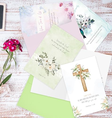 Nihuecne 24 Pack Floral Christian Sympathy Cards with Envelopes