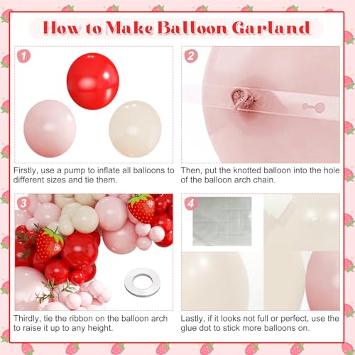 Strawberry Pink & Red Balloons Arch Kit for First Birthday Decor