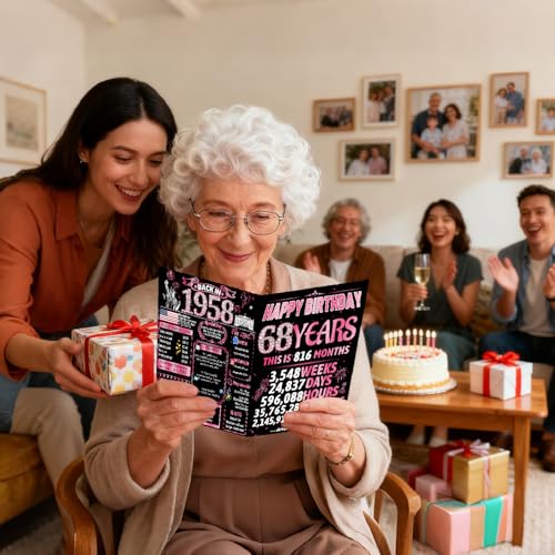 68th Birthday Card for Women - Nostalgic Gift for Mother & Wife