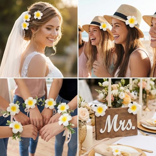 VASANA 12Pcs Plumeria Flower Hair Clips Boho EVA Hairpins