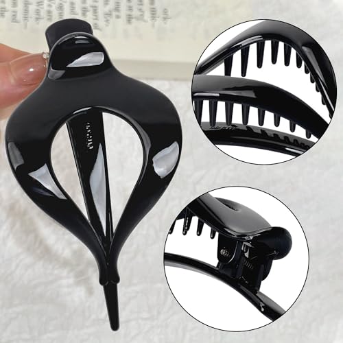 JazSwirl Large Flat Claw Clips for Thick and Thin Hair, Durable PC Plastic
