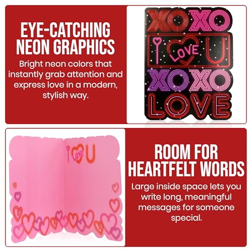 Jumbo Valentine's Day Greeting Card - Neon Love 11x14