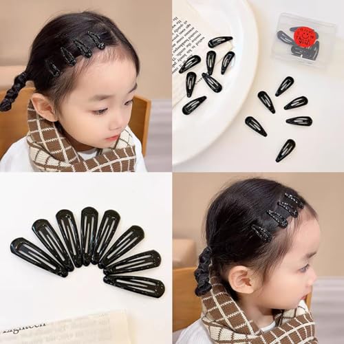 Black Metal Snap Hair Clips 2 Inch No Slip Hair Barrettes for Women