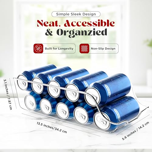 Utopia Kitchen Soda Can Organizer for Fridge & Pantry, 4 Pack, Clear