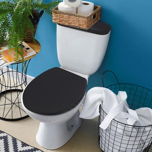 JJUNW Black Toilet Lid & Tank Cover Set - 2pcs Universal Fit