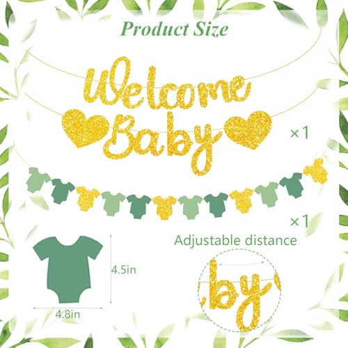 Sage Green Baby Shower Decorations Kit - Banner, Lanterns & Pom Poms