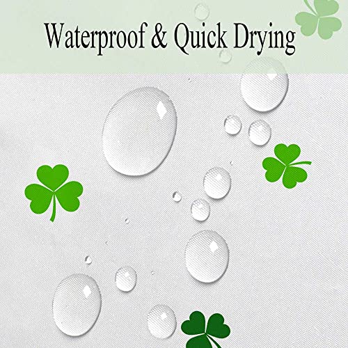 St. Patrick's Day Shower Curtain, Green Shamrock Fabric 72x72 Inch Set
