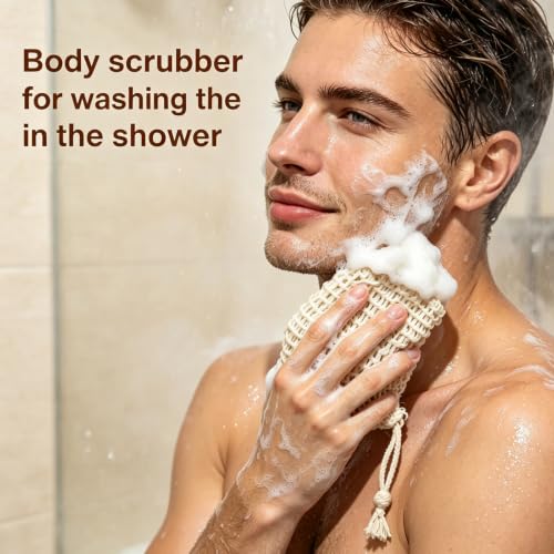 Natural Sisal Soap Saver Bag 5-Pack Exfoliating Soap Mesh Pouch