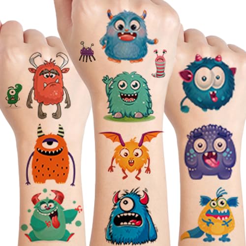Monster Temporary Tattoos for Kids - 10 Sheets Cute Party Favors